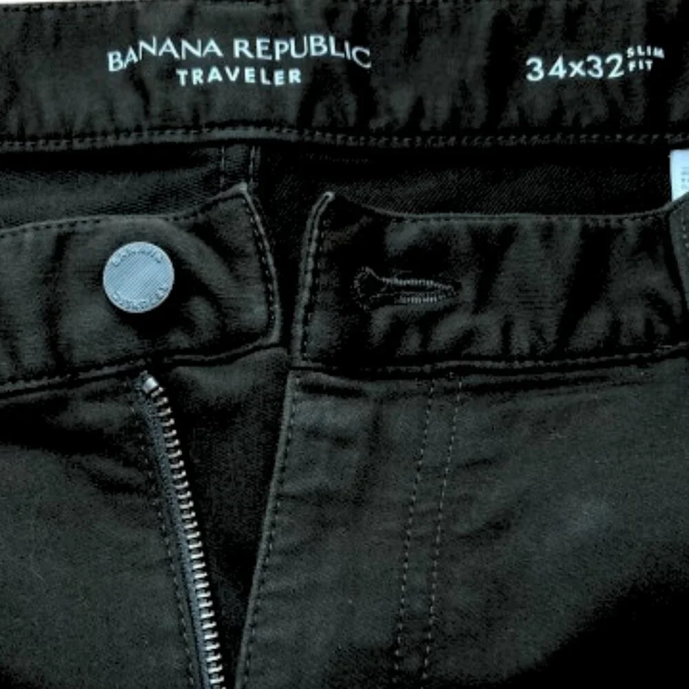Banana Republic Men's Traveler Jeans Dark Olive 34 x 32 Slim Fit Cotton Straight